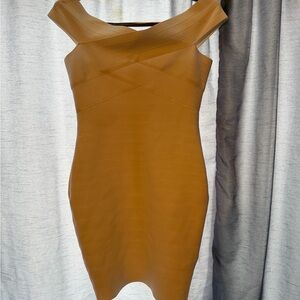Elegant Tan Sleeveless Dress